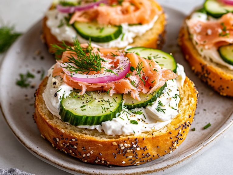 Bagel with Cream Cheese and Smoked Salmon recipe