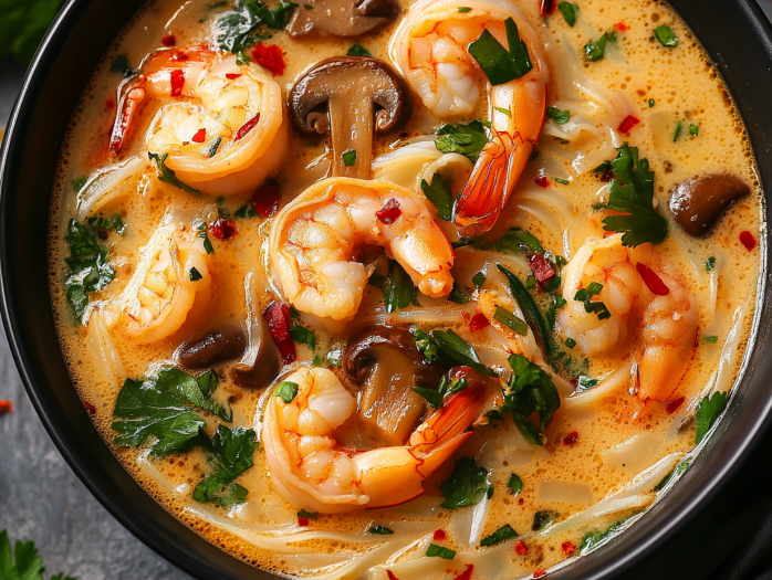 Thai Shrimp Mushroom Coconut Noodle Soup