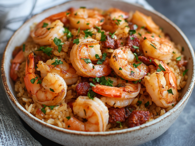 Rice Cooker Garlic Shrimp with Chorizo