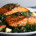 Pan-Seared Salmon with Kale and Apple Salad