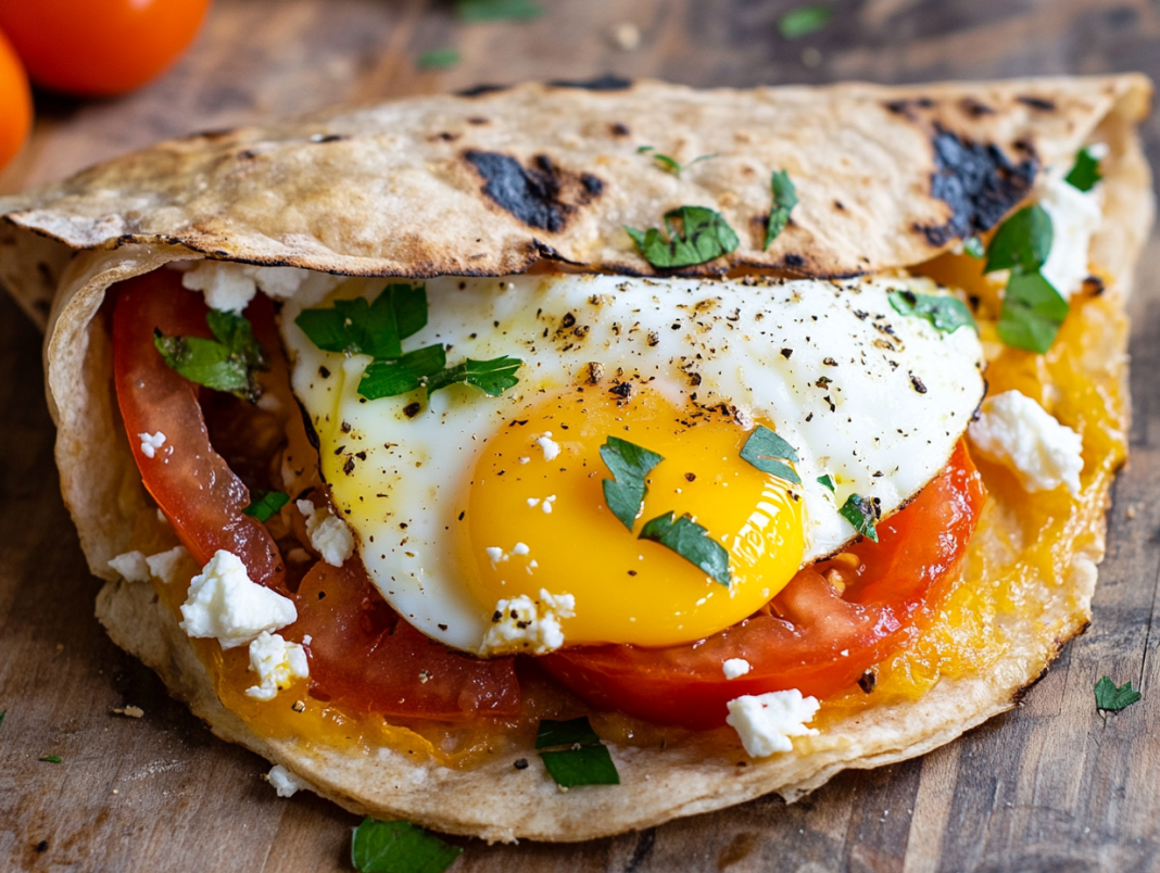 Egg, Tomato & Feta Breakfast Pita: A Morning Delight